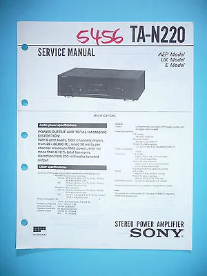 Kaufen Service Manual Für Sony TA-N220   ,ORIGINAL • 16€