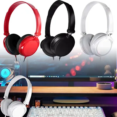 Kaufen Kopfhörer Kabelfernbedienung HiFi Sound Musik Stereo Kopfhörer Over Ear Headset • 7.69€