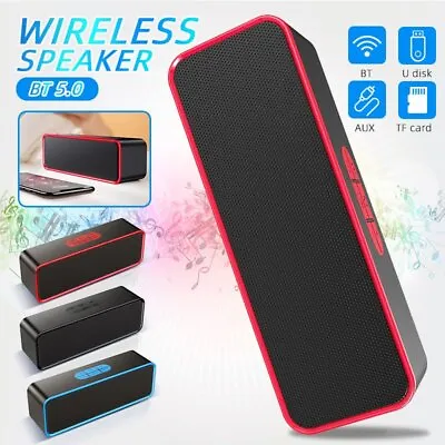 Kaufen Bluetooth 5.0 Tragbarer Lautsprecher Drahtloser Soundbar Stereo Subwoofer 3,5-mm • 15.31€