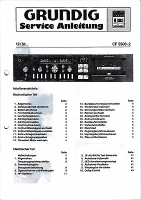Kaufen Service Manual-Anleitung Für Grundig CF 5500-2  • 11€