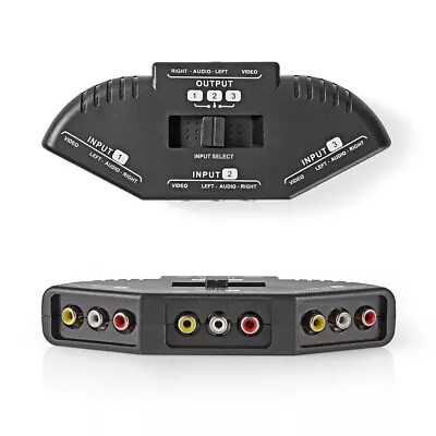 Kaufen 3-Fach AV Audio Video Umschalter Splitter Analog Composite RCA Cinch Verteiler • 9.39€