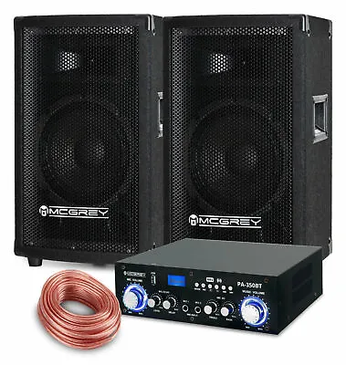 Kaufen PA Anlage DJ Disco Musik Lautsprecher Boxen Bluetooth Endstufe Kabel EQ Set 600W • 190.50€