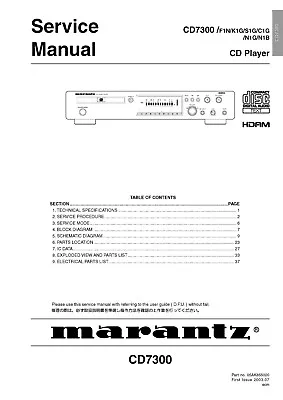 Kaufen Service Manual-Anleitung Für Marantz CD 7300  • 11€