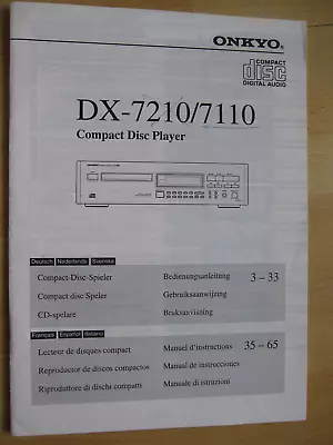 Kaufen Originale Bedienungsanleitung. Onkyo DX-7210 / 7110. CD-Player. • 9.90€