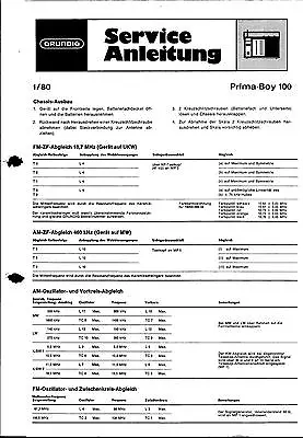 Kaufen Grundig Original Service Manual Für Prima-Boy 100   • 8.20€