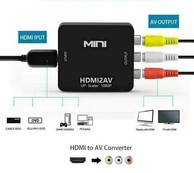 Kaufen HDMI To Cinch Adapter 3RCA AV Composite Audio Video Converter - Schwarz • 9.95€