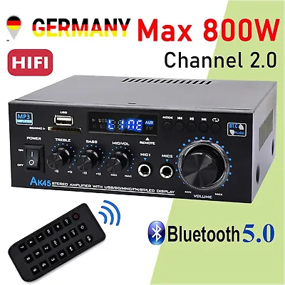 Kaufen 800W Bluetooth Mini Verstärker HiFi Power Audio Stereo Bass Auto AMP USB MP3 FM • 33.99€