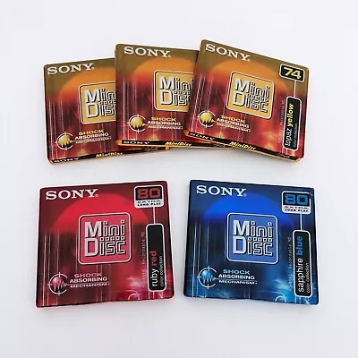 Kaufen 5x Sony MiniDisc Rohling NEU OVP Sealed 74 Min 80 Min Shock Absorbing Mini Disc • 39.90€