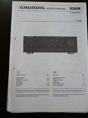 Kaufen Original Service Manual  Grundig Verstärker V 5200 • 14.90€