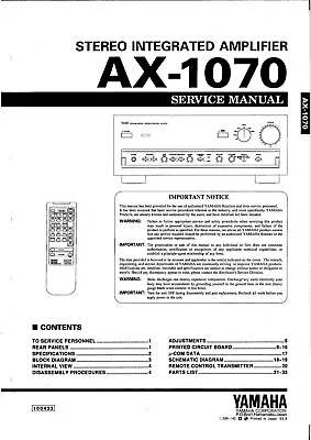 Kaufen Service Manual-Anleitung Für Yamaha AX-1070  • 12.50€