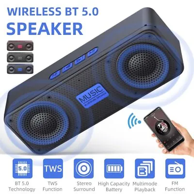 Kaufen TWS Bluetooth 5.0 Lautsprecher Stereo Subwoofer Soundbar Musikbox Akku FM Radio • 14.55€