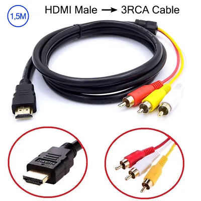 Kaufen HDMI Zu 3RCA Scart Adapter Kabel Audio Video TV Chinch Stecker Cable 1,5m • 8.19€