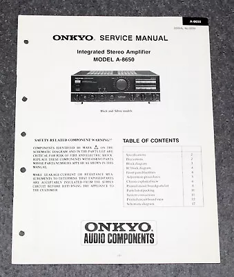 Kaufen Onkyo Integra A-8650 - Original Service Manual / Reparaturanleitung • 7.95€