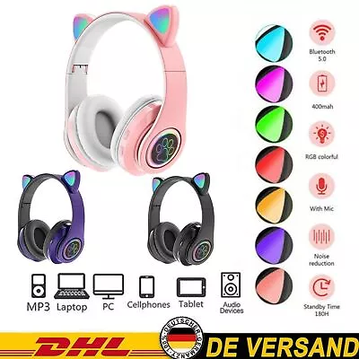Kaufen Bluetooth 5.1 Kopfhörer Over Ear Kabel HiFi Stereo Wireless Headset Rosa • 11.90€