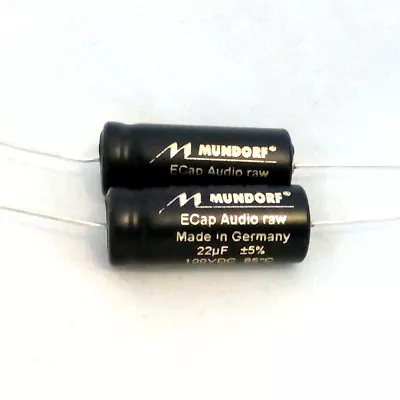 Kaufen 2x Mundorf ECAP100-22 Elko Rau Elektrolytkondensator 22 µF 100V DC Bipolar • 4.40€