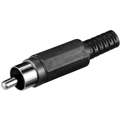Kaufen Cinch-Stecker RCA Plug Vernickelt Mit Kabel-Knickschutz Schwarz • 2.39€