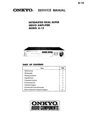 Kaufen Service Manual-Anleitung Für Onkyo A-15 • 9€