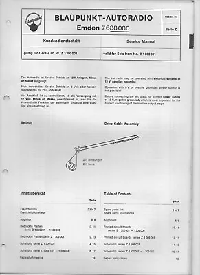Kaufen Blaupunkt Autoradio Kundendienstschrift Service Manual Emden 7638080 • 12.50€