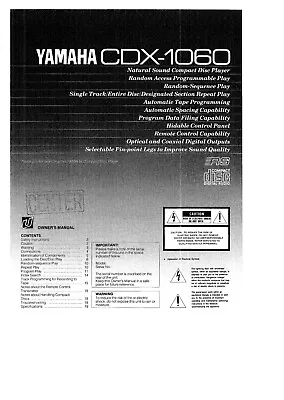 Kaufen Bedienungsanleitung-Operating Instructions Für Yamaha CDX-1060  • 10.50€