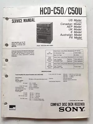 Kaufen HCD-C50 / C50U Original Sony HI-FI Anlage Service Manual Schaltbild • 12.80€