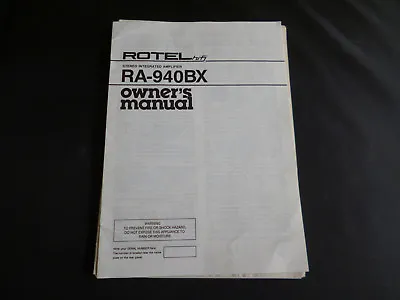 Kaufen Original Bedienungsanleitung Rotel RA-940BX • 10.90€