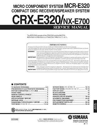 Kaufen Service Manual-Anleitung Für Yamaha CRX-E320,NX-E700  • 13€