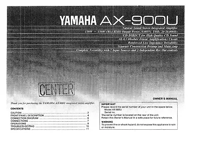 Kaufen Bedienungsanleitung-Operating Instructions Für Yamaha AX-900  • 9€