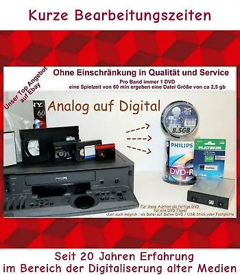 Kaufen Hi8 / Digital8 / Video8 /  MiniDv / MC-Tape / S-VHS / VHS-C / VHS / Super8 / • 6.80€