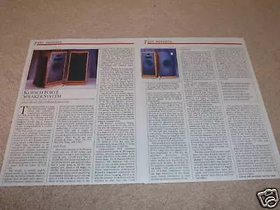 Kaufen Klipsch Forte Lautsprecher Review, 1985, 2 Seiten, II, Hörner • 8.79€