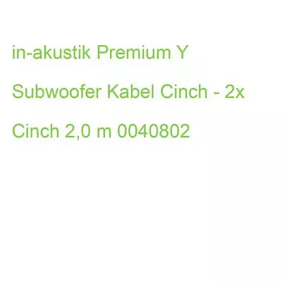 Kaufen In-akustik Premium Y Subwoofer Kabel Cinch - 2x Cinch 2,0 M 0040802 • 28.49€