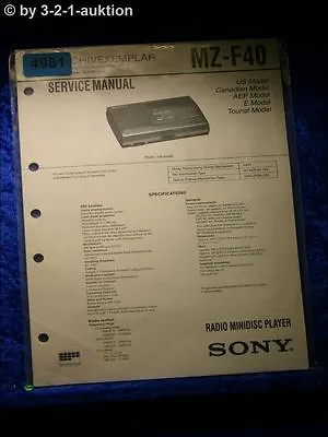 Kaufen Sony Service Manual MZ F40 Mini Disc Player (#4981) • 11.99€