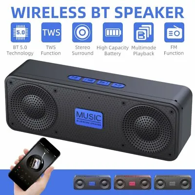 Kaufen TWS Wireless Bluetooth 5.0 Lautsprecher Sound Box Subwoofer 3D Stereo FM Radio • 14.43€