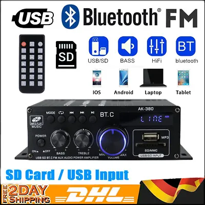 Kaufen 800W Bluetooth Mini Verstärker HiFi Power Audio Stereo Bass AMP USB MP3 FM Auto • 19.99€