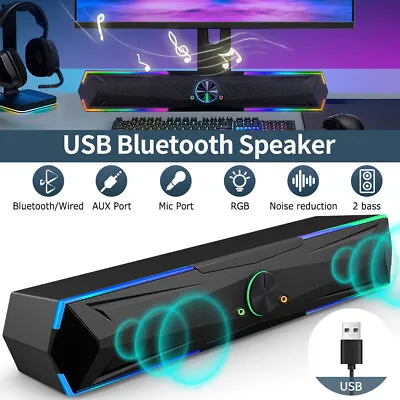 Kaufen Bluetooth Desktop Lautsprecher USB Soundbar PC Computer Für Laptop-Desktop AUX • 25.59€