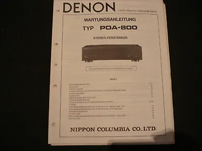 Kaufen Original Service Manual Schaltplan Denon POA-800 • 12.50€