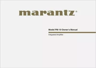 Kaufen Marantz PM-10 Integrierter Stereo-Verstärker Bedienungsanleitung - BENUTZERHANDBUCH  • 8.34€