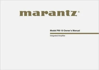 Kaufen Marantz PM-10 Integrierter Stereo-Verstärker Bedienungsanleitung - BENUTZERHANDBUCH  • 8.32€