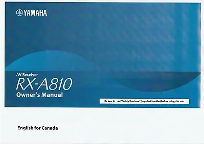 Kaufen Bedienungsanleitung-Operating Instructions Für Yamaha RX-A810  • 16€