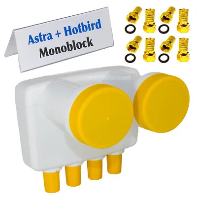 Kaufen SAT Monoblock Quad LNB Astra Hotbird 4 Teilnehmer Digital 4K HD Doppel LMB GM NE • 31.99€