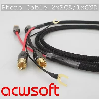Kaufen Phono Kabel 0,5m Mit Masse-Schuhen Phono Cable High End 2x RCA W. Gnd Cable Lugs • 22.99€