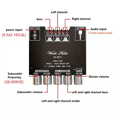 Kaufen ZK-MT21 Subwoofer Digital Power Amplifier Board 2.1 Channel Stereo Amp Module • 14.15€