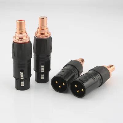 Kaufen 2pcs XLR Bis RCA Cinch Female Adapter Rot Kupfer überzogen HIFI Kabel Anschluss • 14.27€