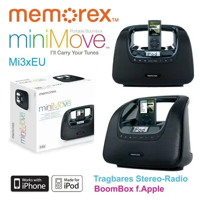 Kaufen Memorex MiniMove Mi3X Tragbare BoomBox Apple IPodi Phone Stereo-Radio OVP⭐️NEU⭐⭐ • 25.95€