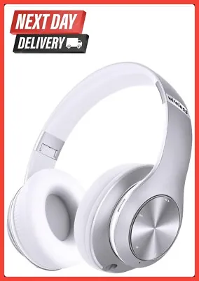 Kaufen Kabellose Silberne Kopfhörer über Ohr Memory Foam Bluetooth NEU IN VERSIEGELTER BOX • 45.34€