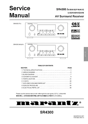 Kaufen Service Manual-Anleitung Für Marantz SR-4300  • 14€