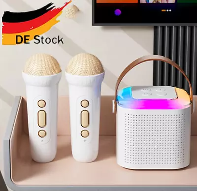 Kaufen LED Bluetooth Karaoke Maschine Karaoke Anlage Mit 2x Mikrofonen Lautsprecher Set • 27.99€