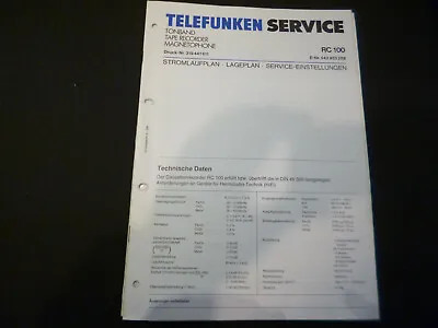 Kaufen Original Service Manual Schaltplan Telefunken RC 100 • 11.90€