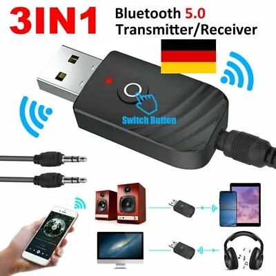 Kaufen 3-in-1 Bluetooth 5,0 Sender Und Empfänger 3,5mm Für TV Zuhause Sound System DE ! • 5.26€
