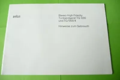 Kaufen Hinweise Zum Gebrauch-Anleitung/Instructions Für Braun TG 1000, 1000/4 ,ORIGINAL • 40€