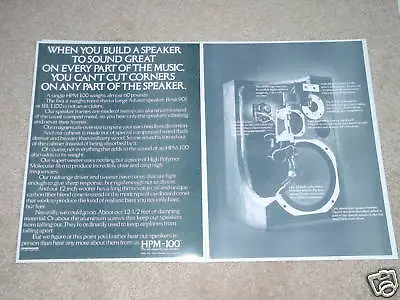 Kaufen Pioneer HPM-100 Lautsprecher Ad, 2 Seiten, 1978, Cutaway! Artikel • 7.90€